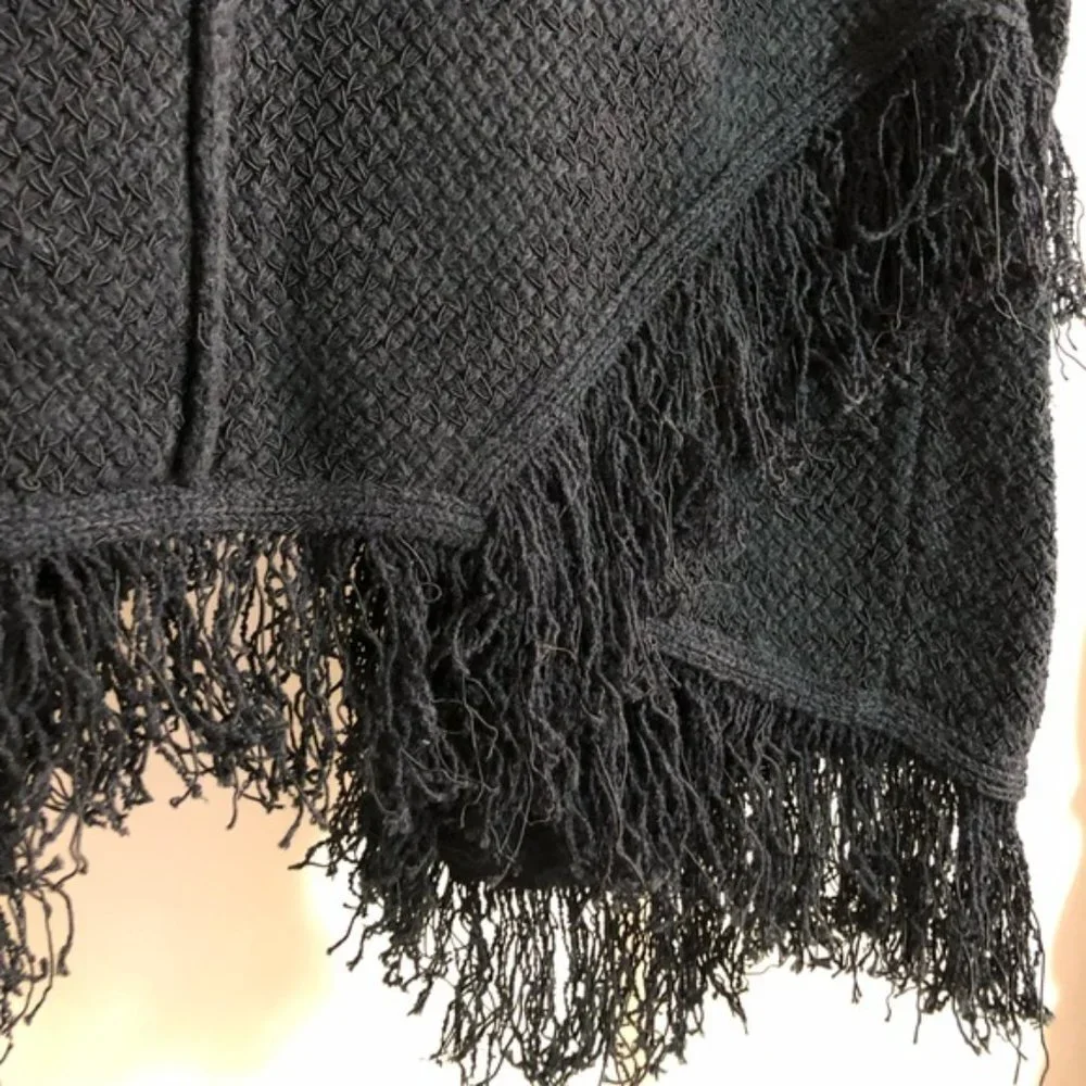 Maje‎ Fringe Cardigan Sweater Black Medium